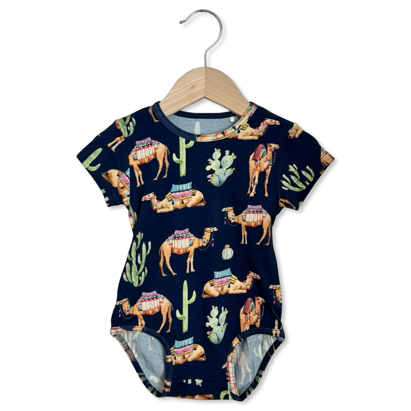 Camel Short Sleeve Snuggle Bug Bodysuit Luxe Edition | Cotton Bamboo Blend