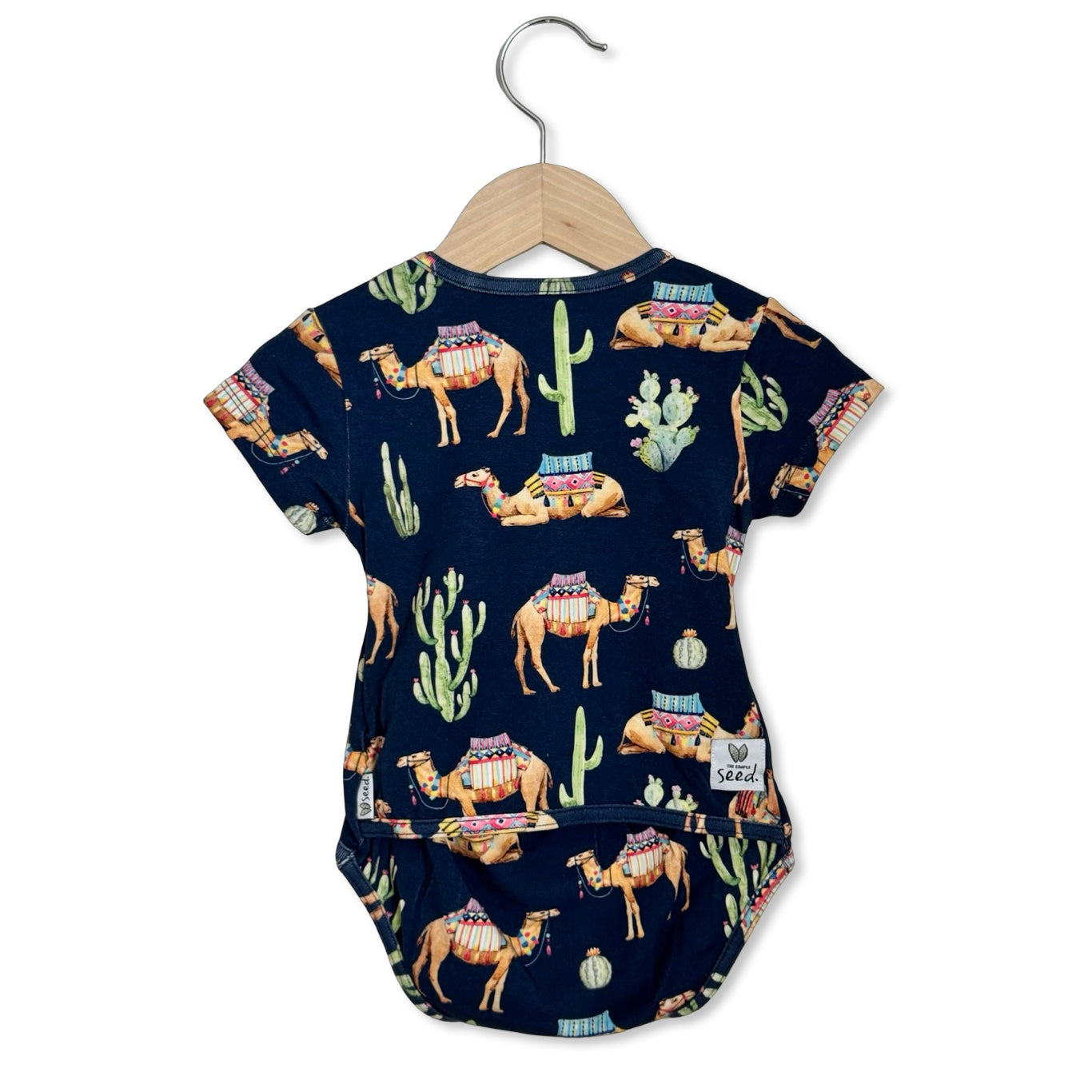 Camel Short Sleeve Snuggle Bug Bodysuit Luxe Edition | Cotton Bamboo Blend