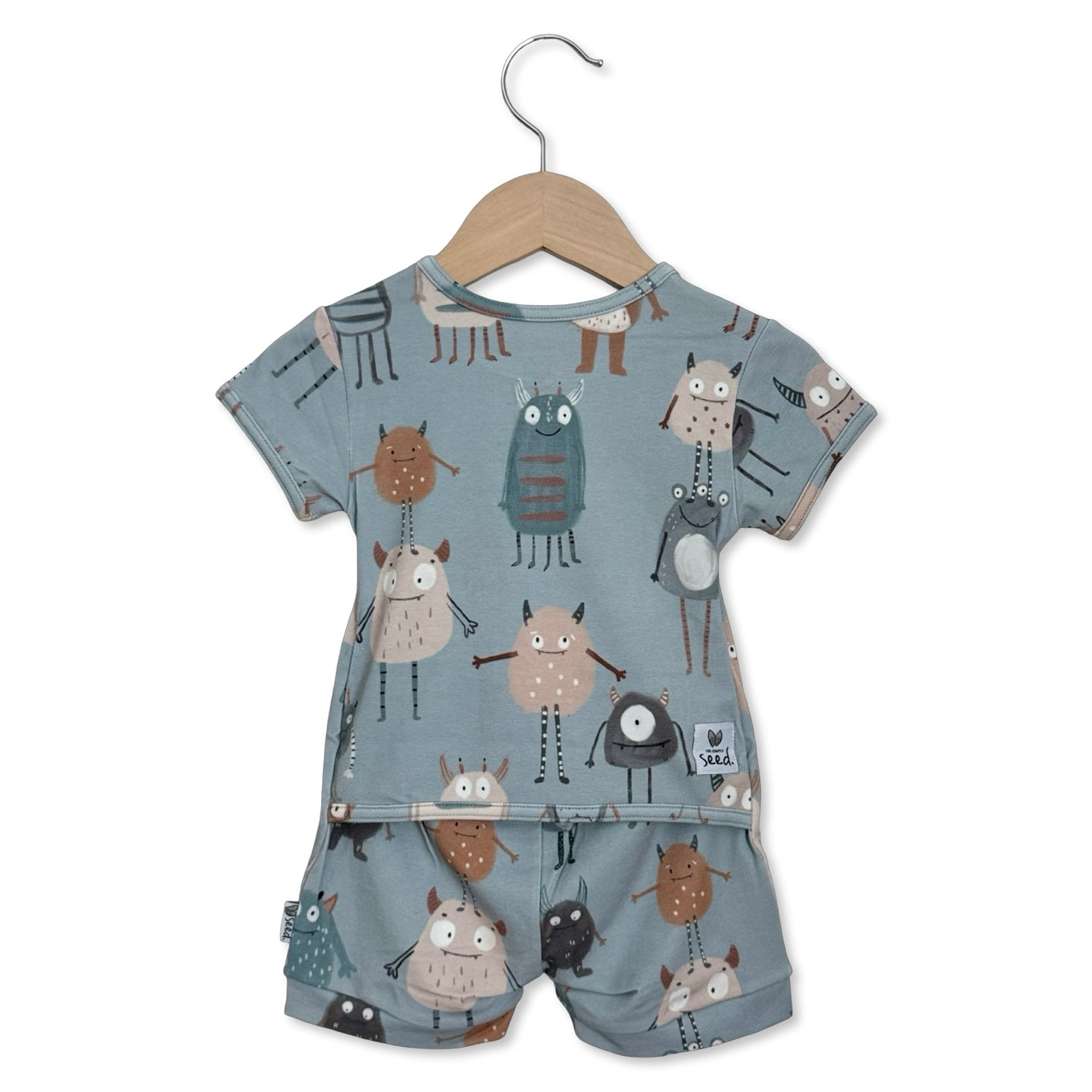 Blue Little Monsters Shorty Romper Luxe Edition | Cotton Bamboo Blend
