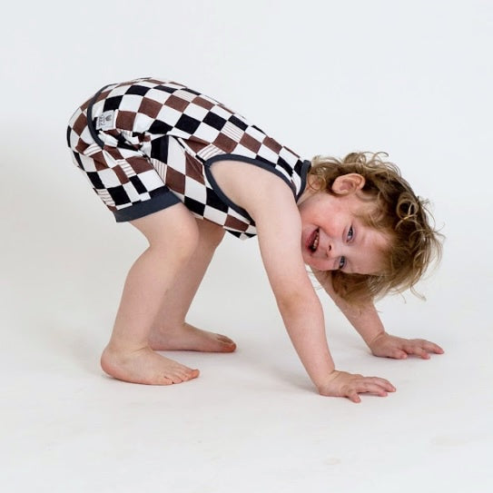 On Your Mark Sleeveless Shorty Romper