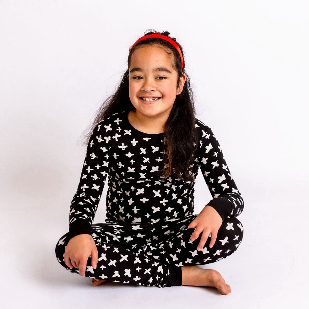 X Marks the Spot Black Two Piece Kid's Jammie Set