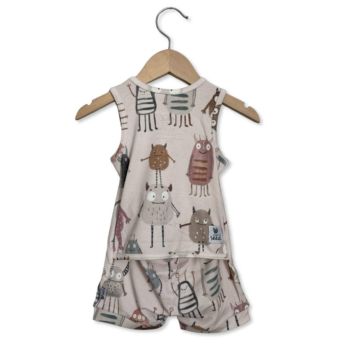 Pink Little Monsters Sleeveless Shorty Romper Luxe Edition | Cotton Bamboo Blend
