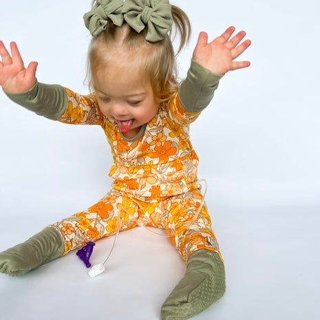 Fallin' for Blooms Adaptive Tube Access with snaps Day to Night Romper