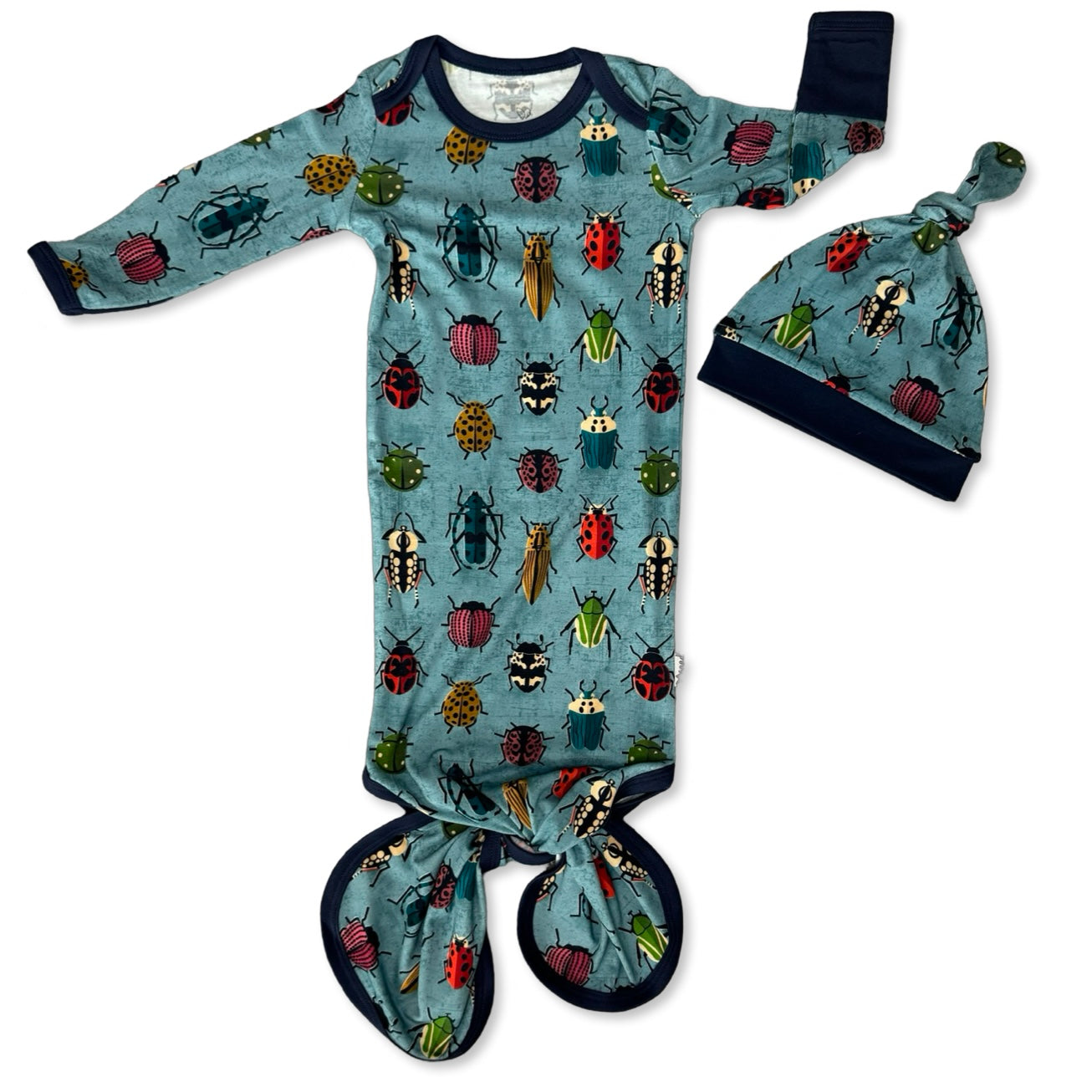 Very Buggy Mini Ribbed Knotted Gown & Beanie