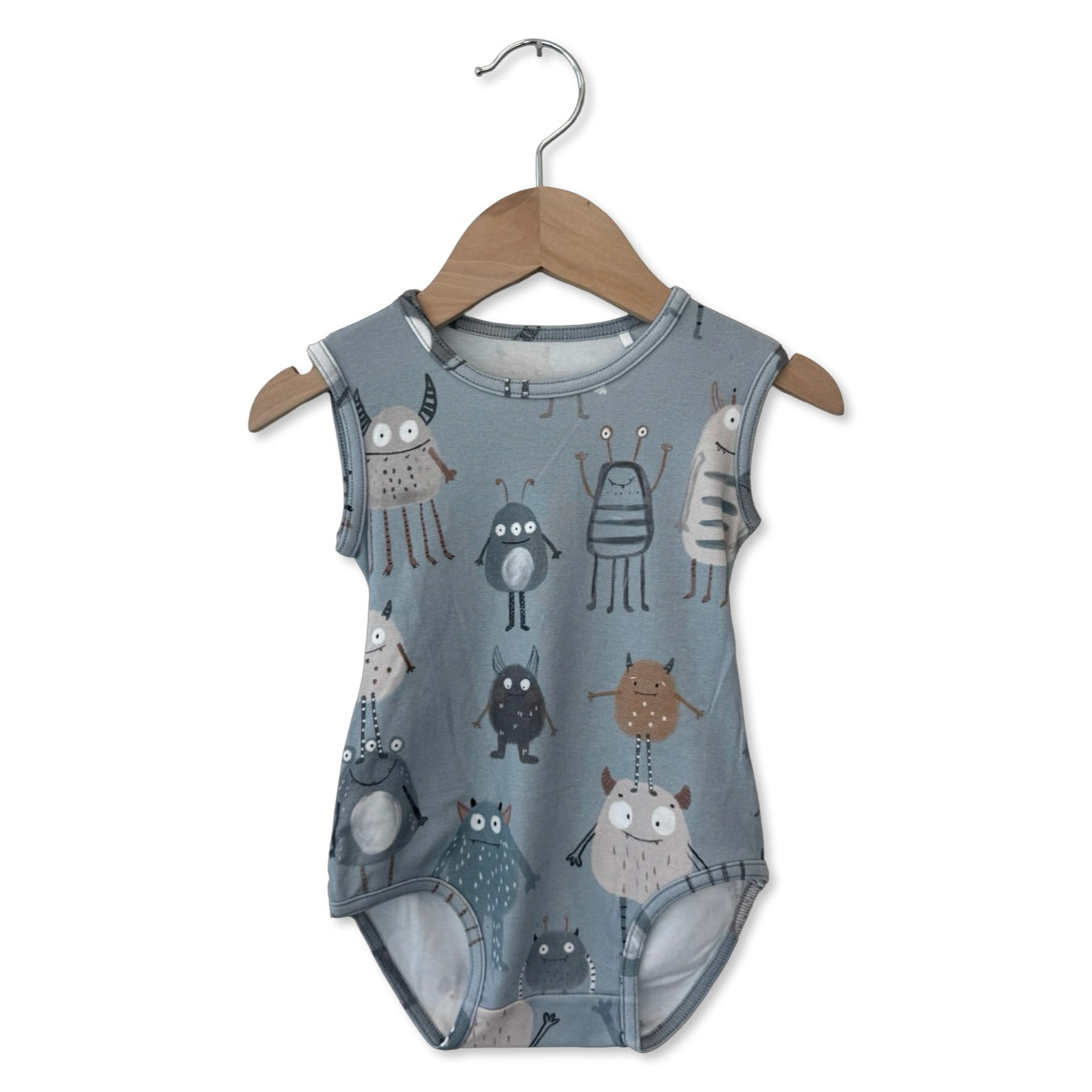 Blue Little Monsters Sleeveless Snuggle Bug Bodysuit