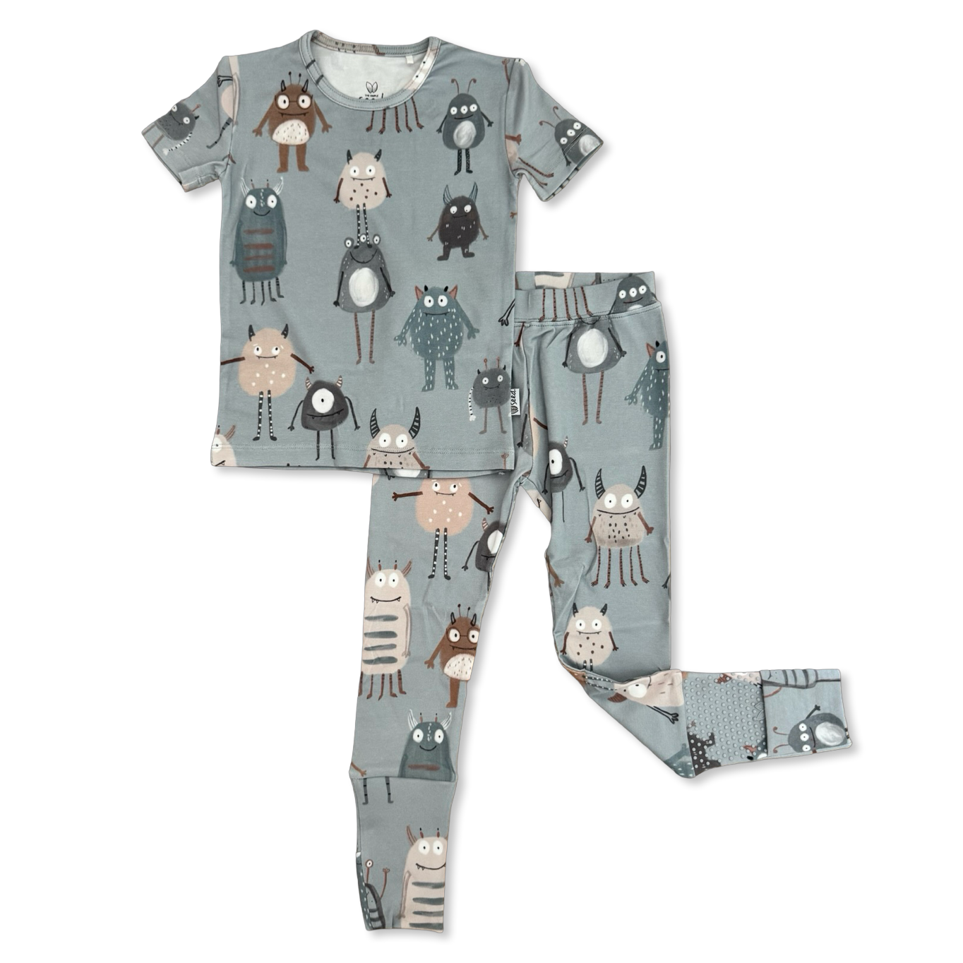 Children's pajama set with animal pattern on a white background