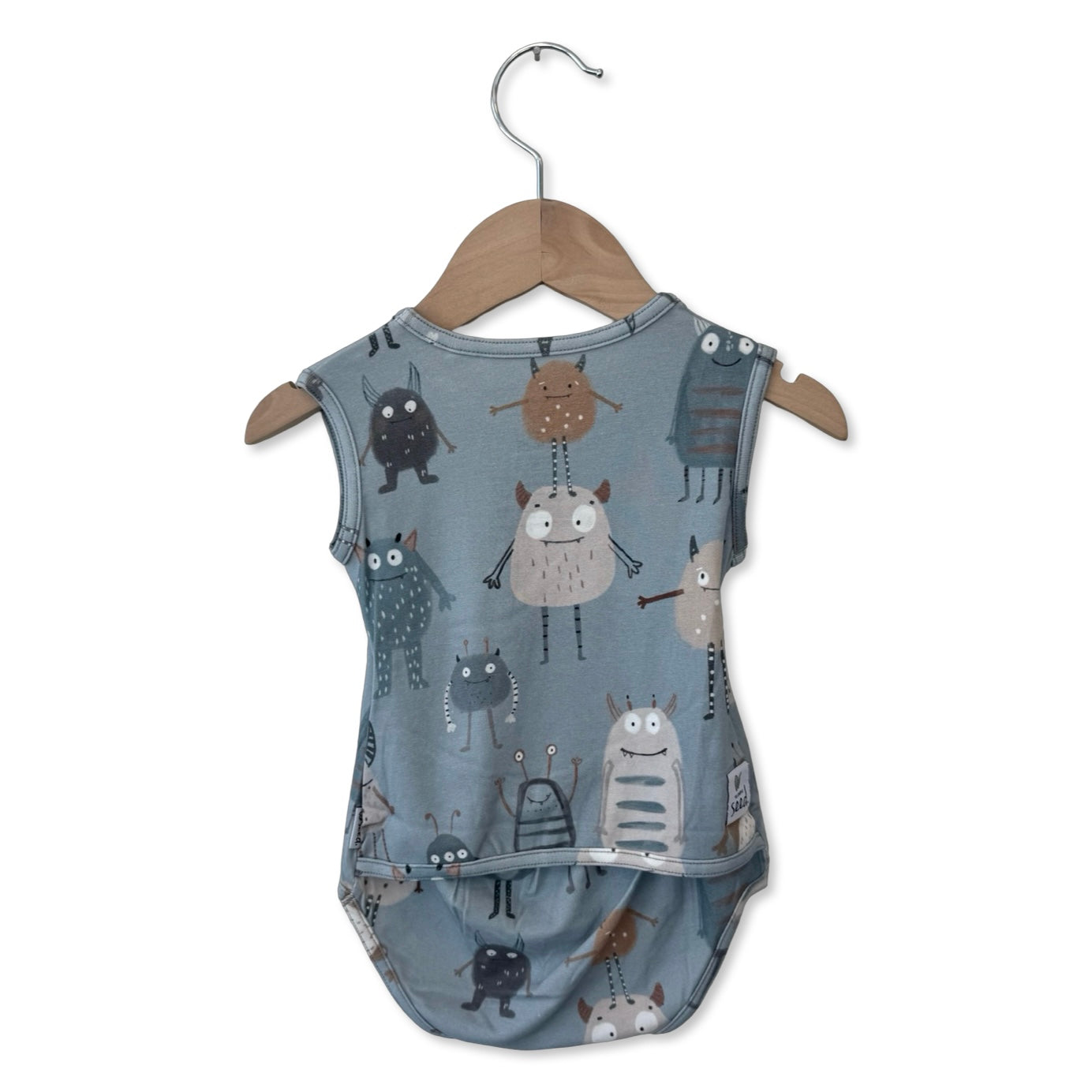 Blue Little Monsters Sleeveless Snuggle Bug Bodysuit