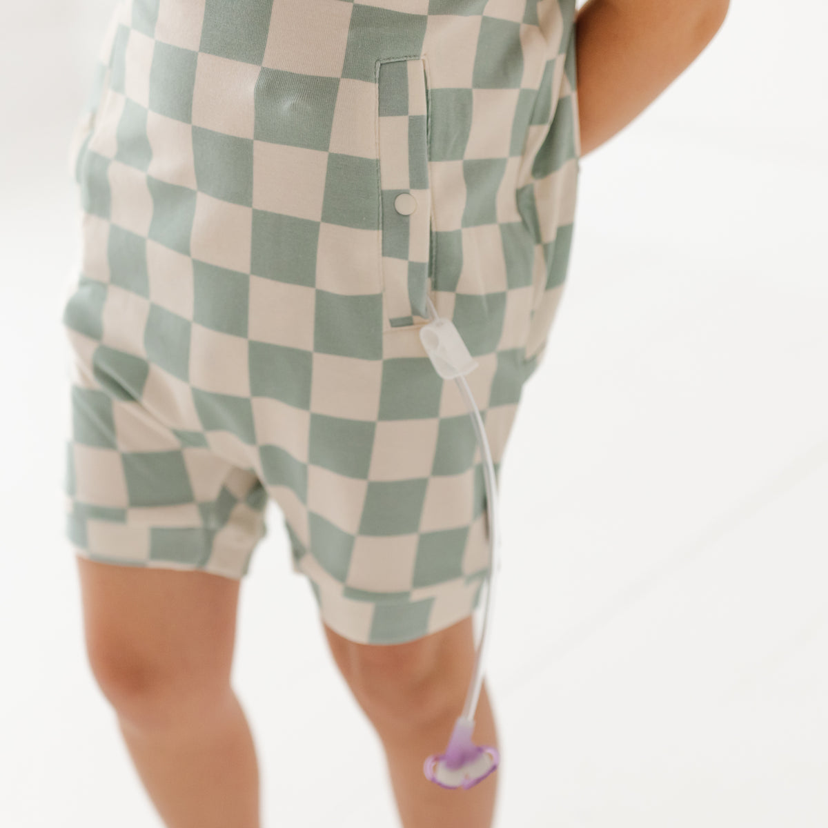 Checkered shorts with a drawstring on a white background
