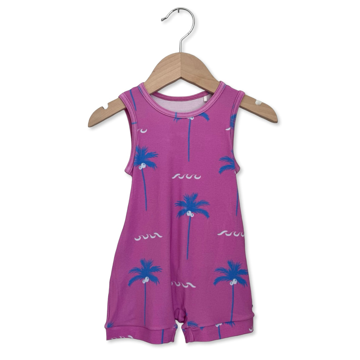 Electric Palm Sleeveless Shorty Romper