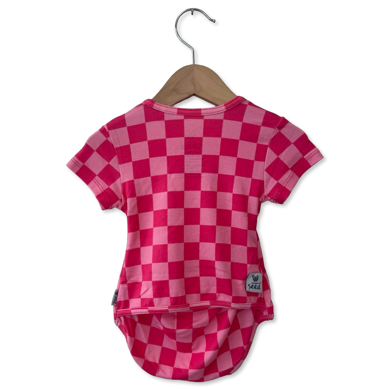 Bubble Gum Check Short Sleeve Snuggle Bug Bodysuit