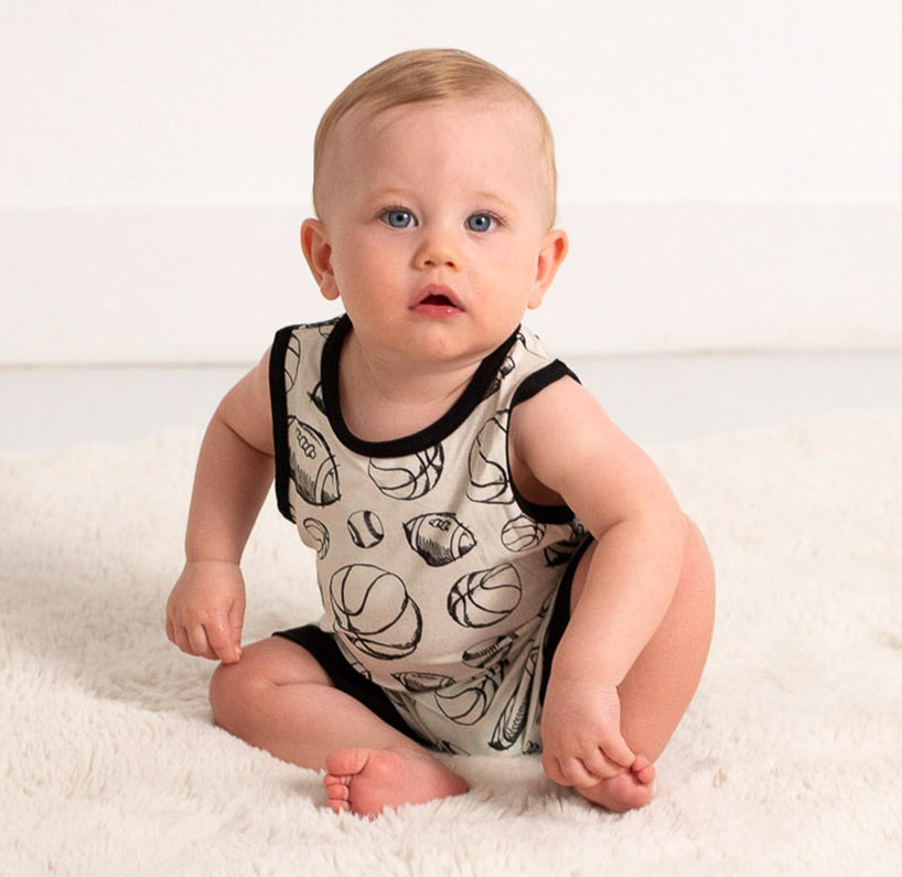 Play Ball Sleeveless Shorty Romper