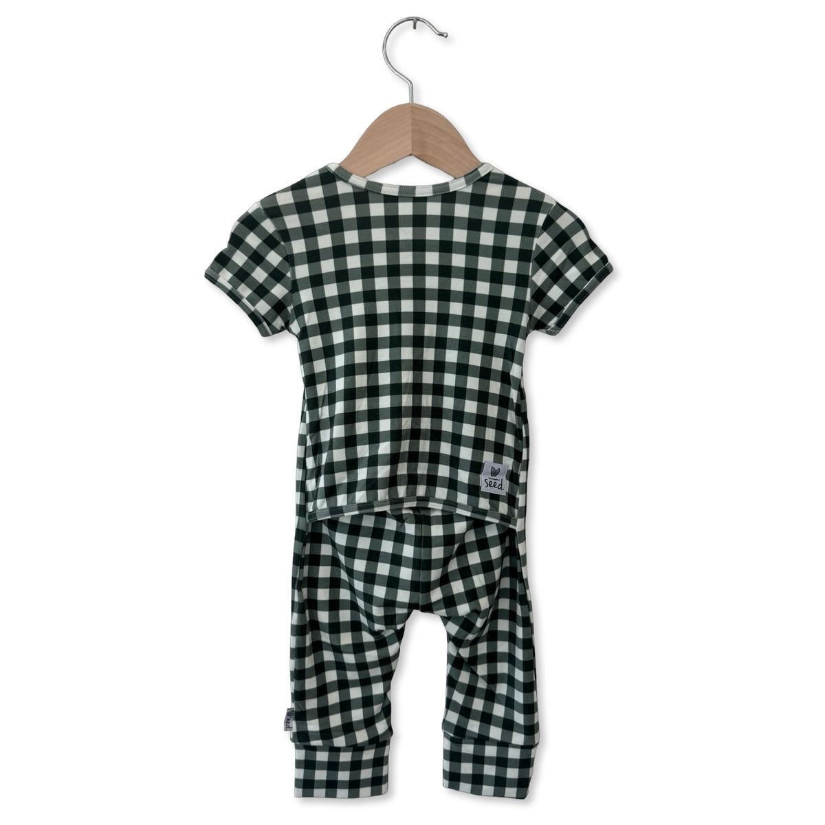 Mistletoe Gingham Short Long Romper Luxe Edition | Cotton Bamboo Blend