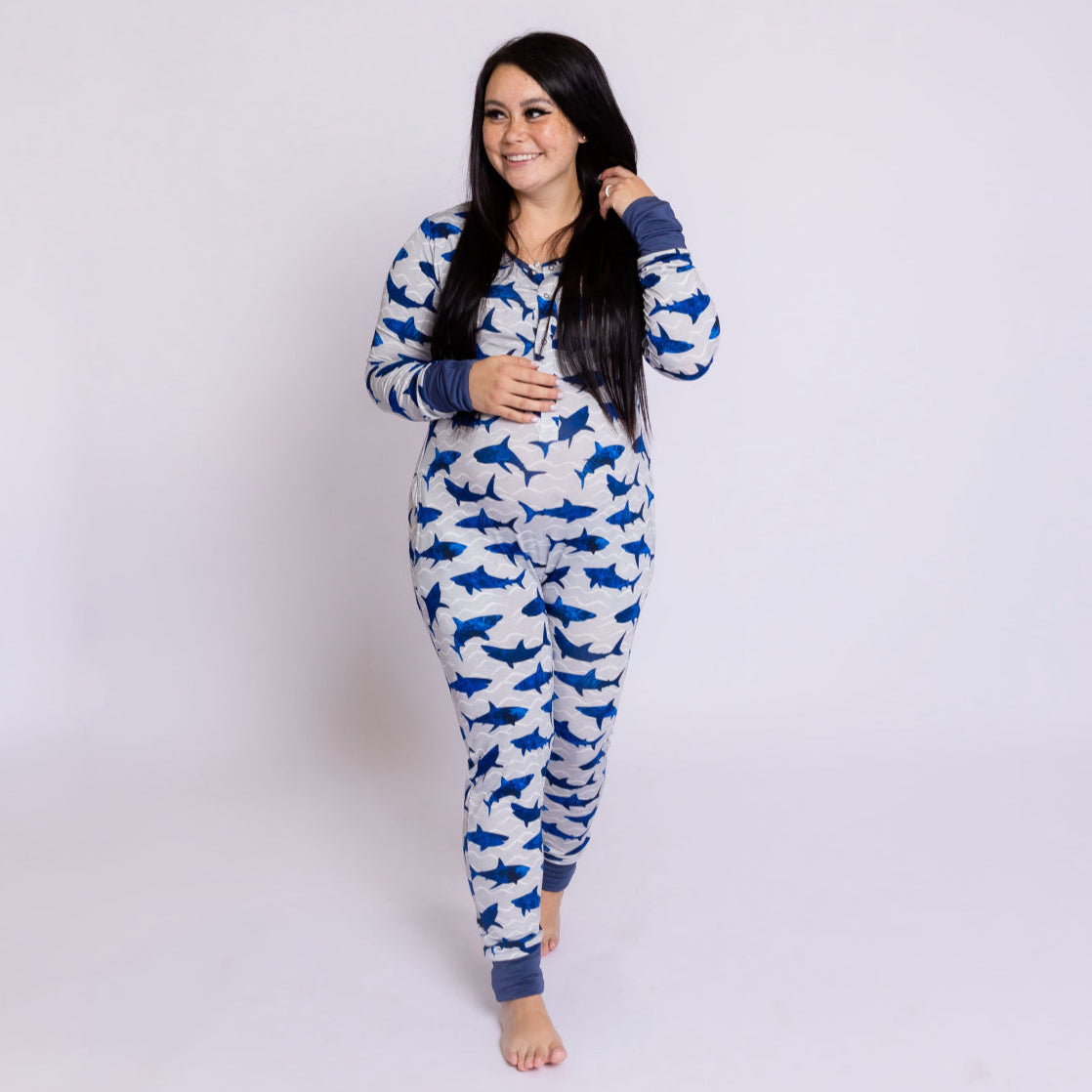 Feelin' Sharky At Your Leisure Snap Down Adult Romper