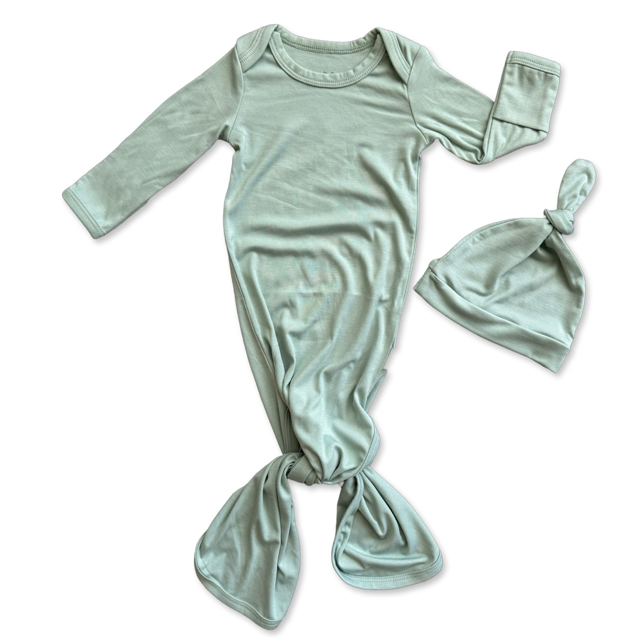 Morning Dew Mini Ribbed Knotted Gown & Beanie