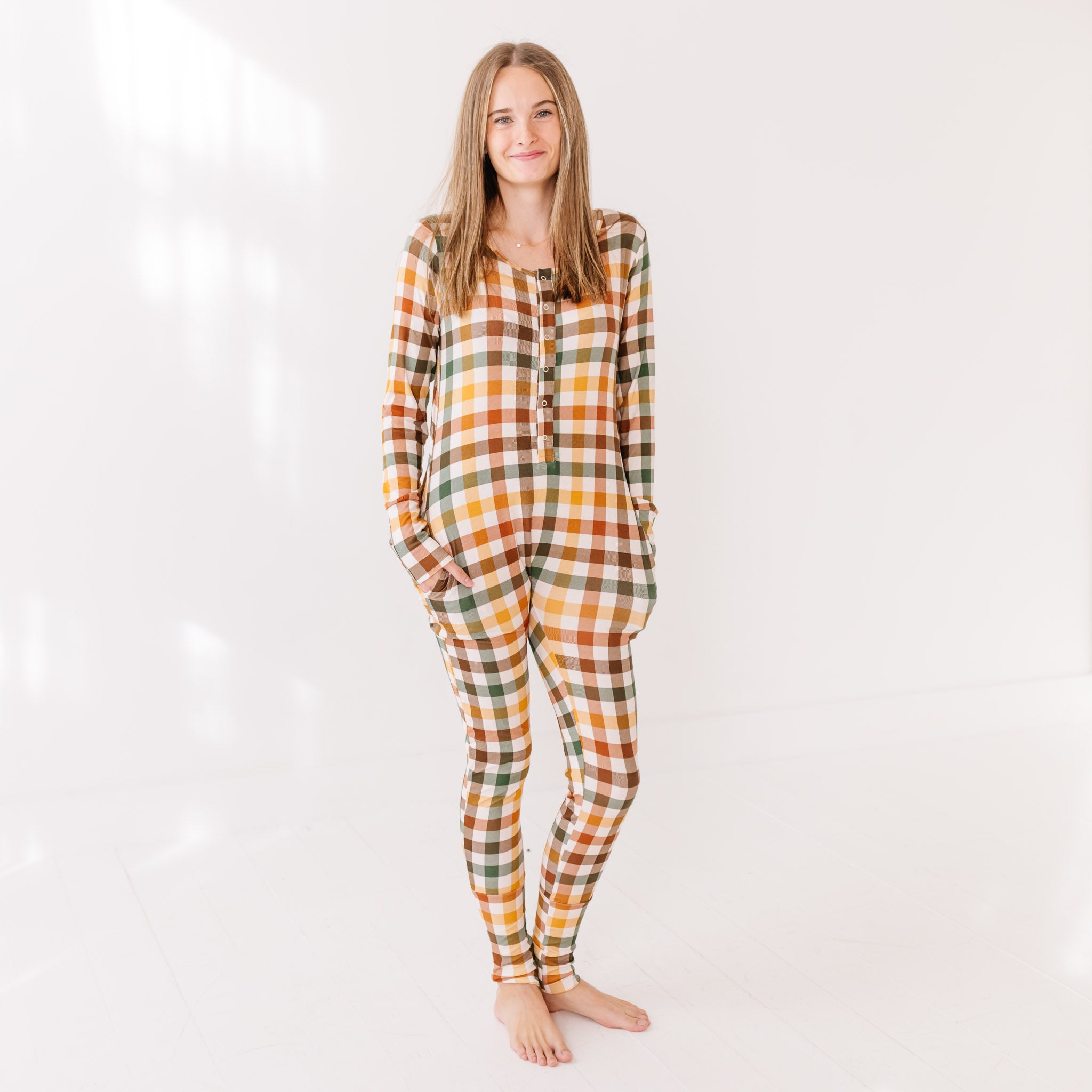 Autumn Plaid At Your Leisure Snap Down Adult Romper
