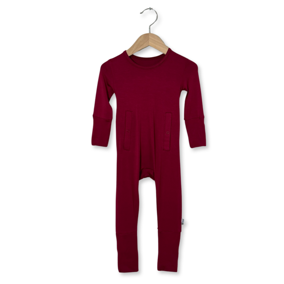 Cranberry Adaptive Tube Access with snaps Day to Night Romper