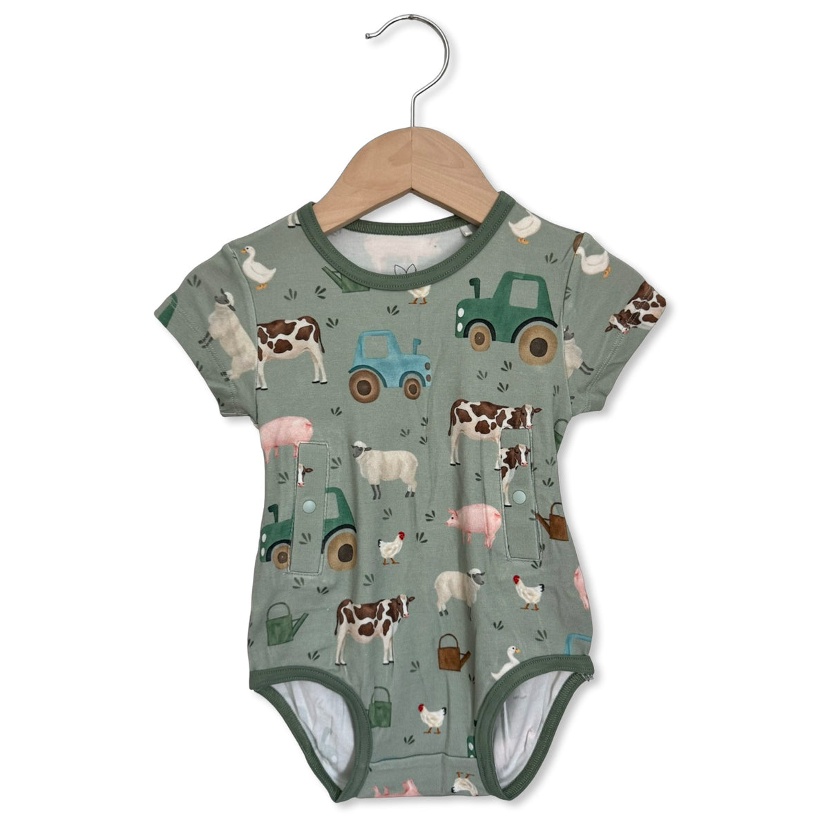 Hay There Tube Access Short Sleeve Snuggle Bug Bodysuit