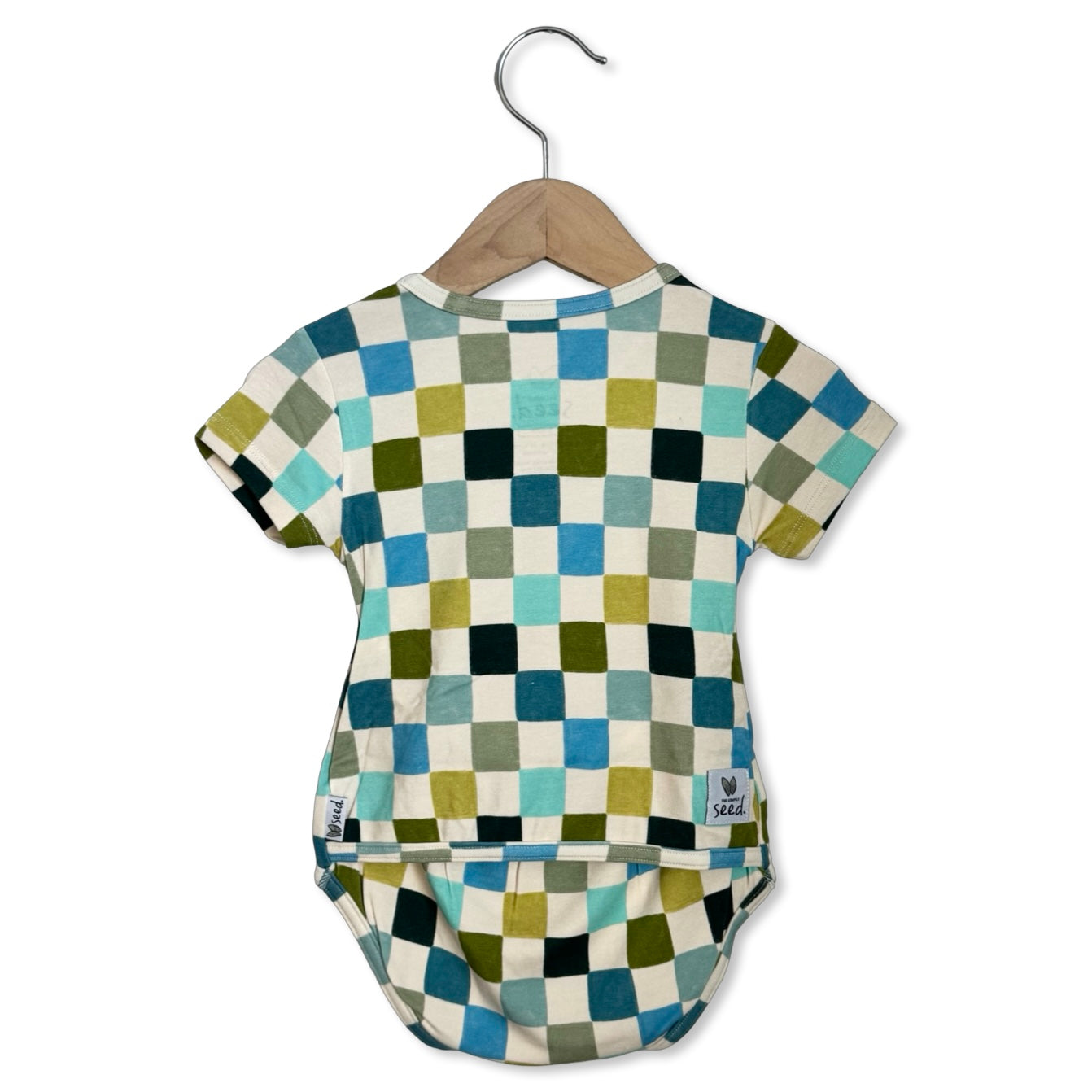 Lagoon Check Short Sleeve Snuggle Bug Bodysuit