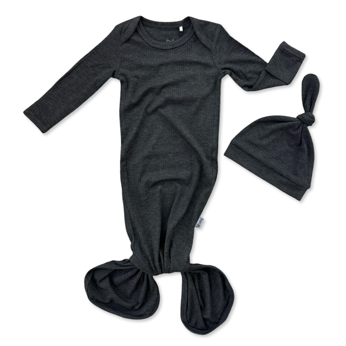 Pepper Ribbed Knotted Gown & Beanie