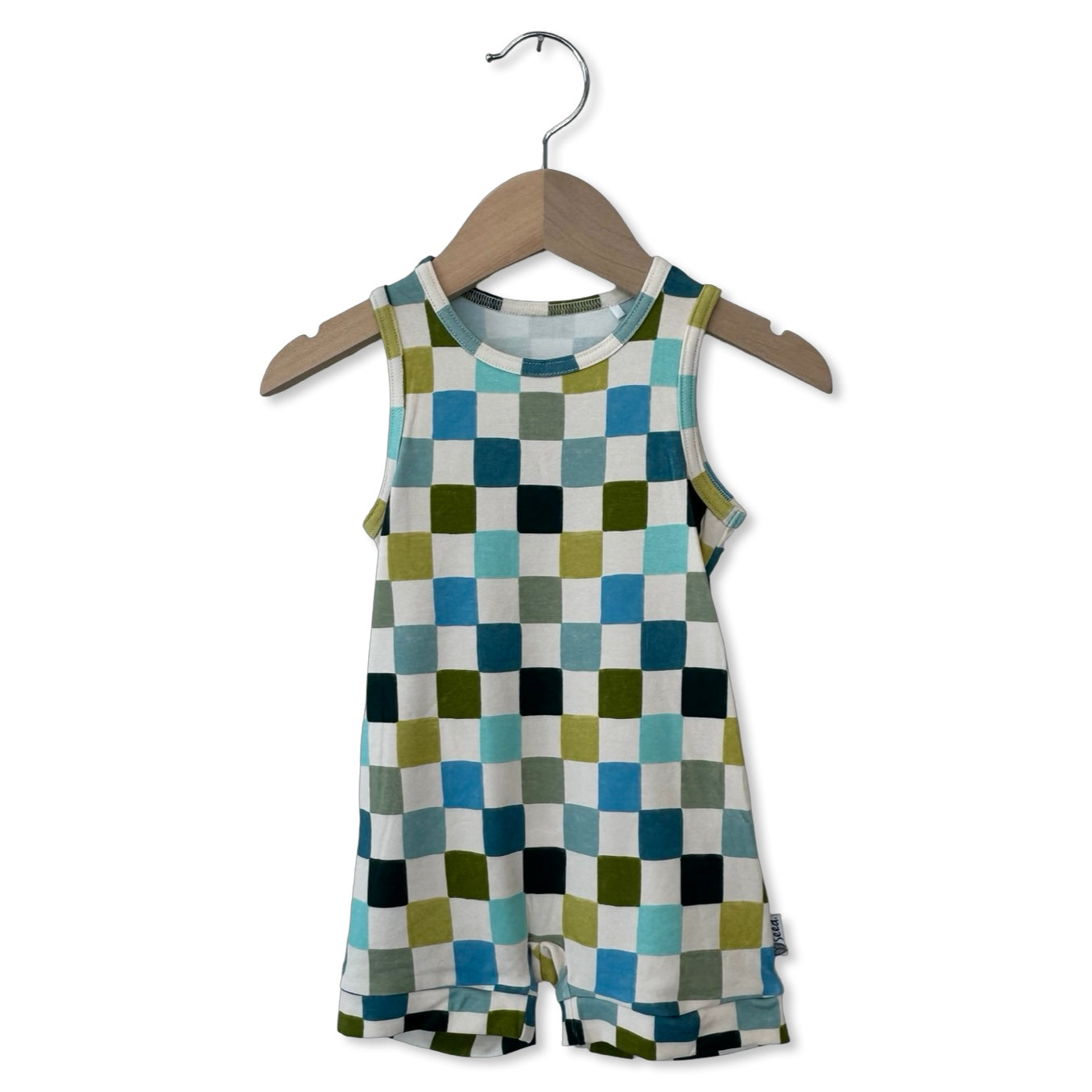 Lagoon Check Sleeveless Shorty Romper Luxe Edition | Cotton Bamboo Blend