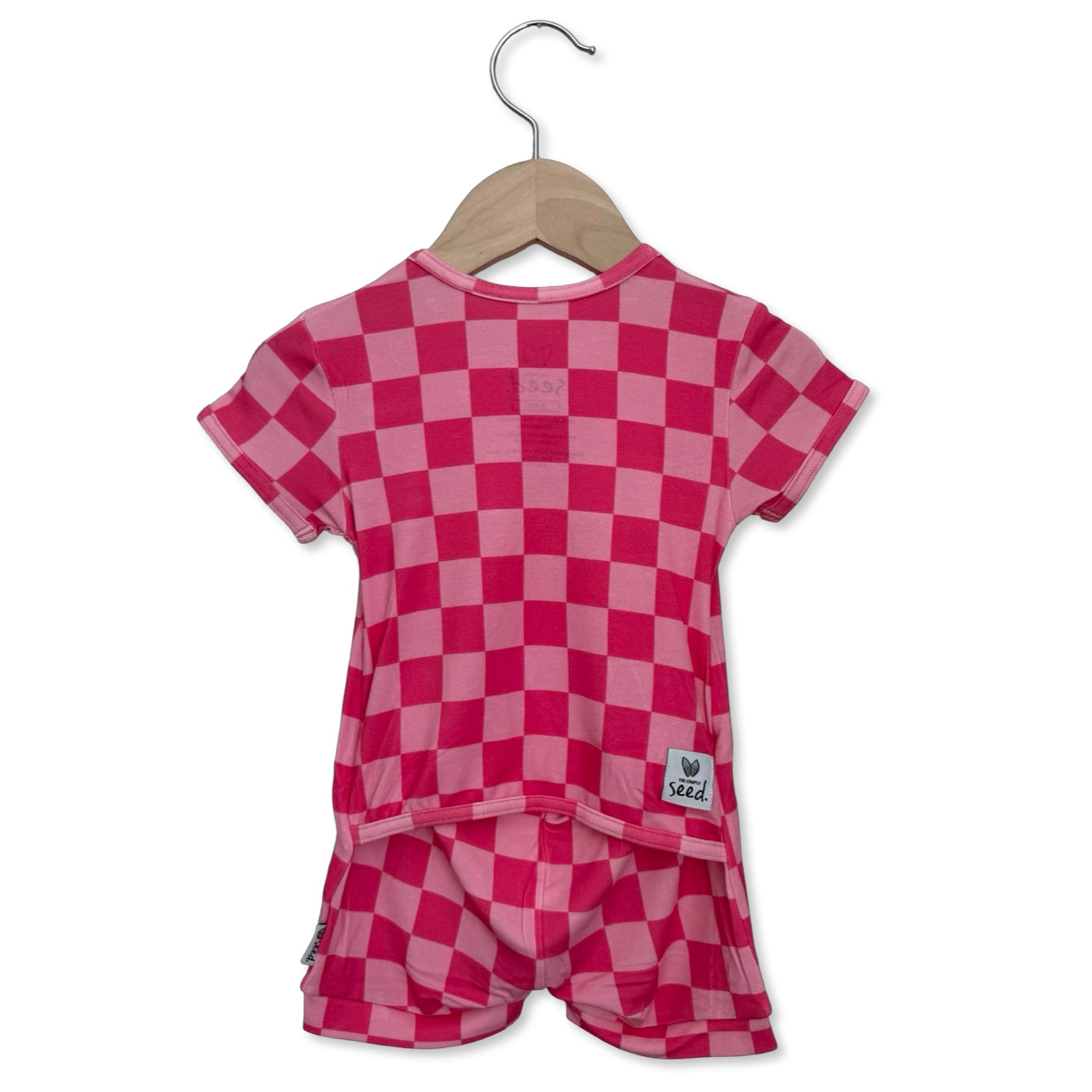 Bubble Gum Check Adaptive Tube Access Shorty Romper Luxe Edition | Cotton Bamboo Blend