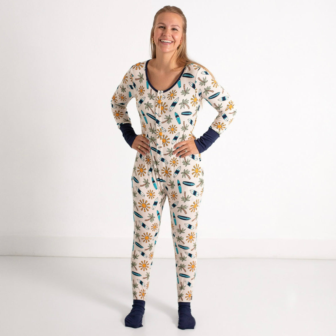 Surfs Up At Your Leisure Snap Down Adult Romper