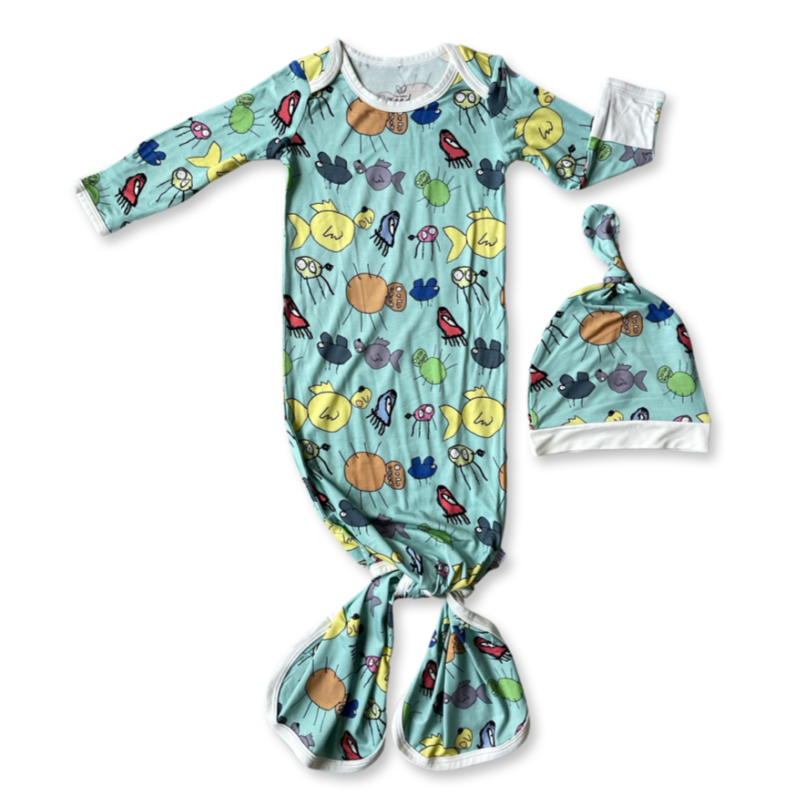 Critters Knotted Gown & Beanie