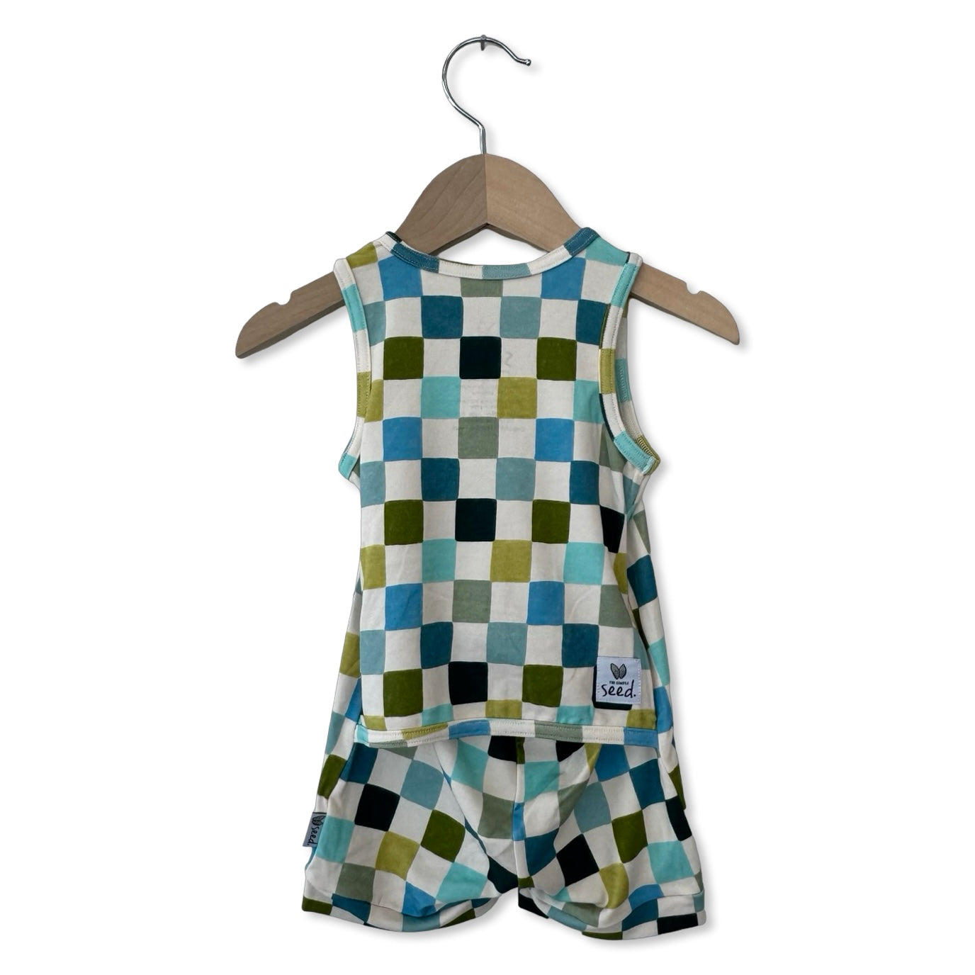 Lagoon Check Sleeveless Shorty Romper Luxe Edition | Cotton Bamboo Blend