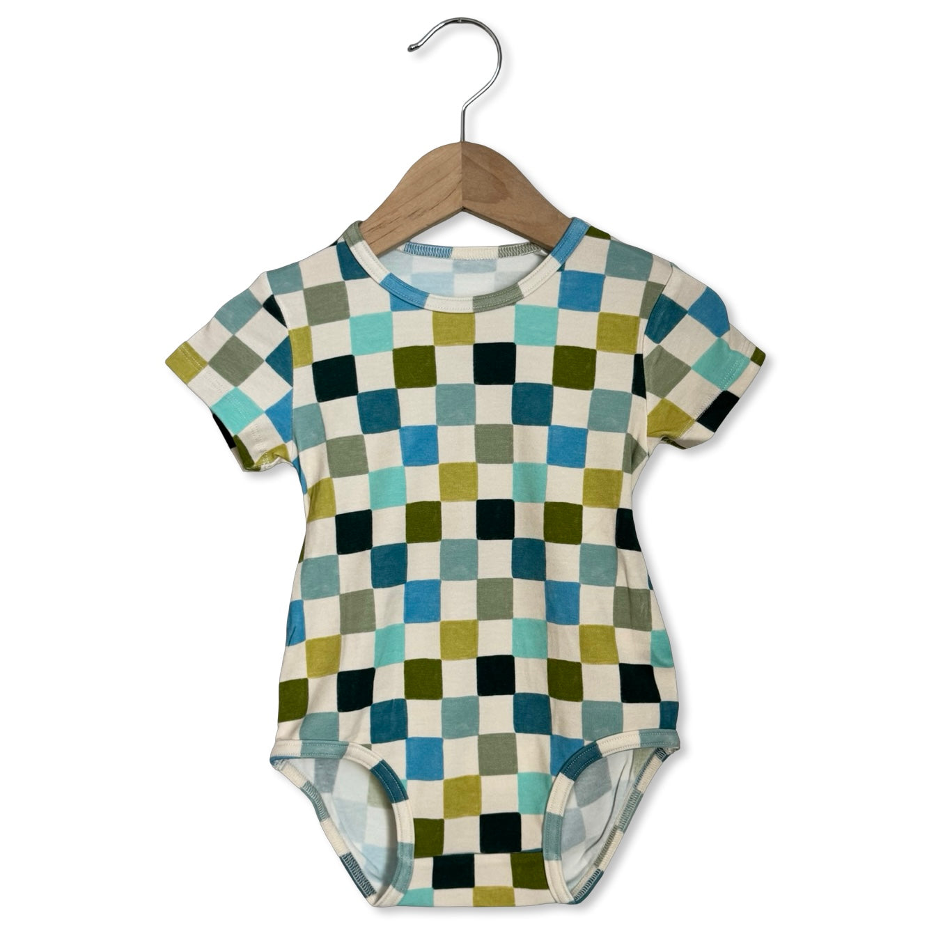 Lagoon Check Short Sleeve Snuggle Bug Bodysuit