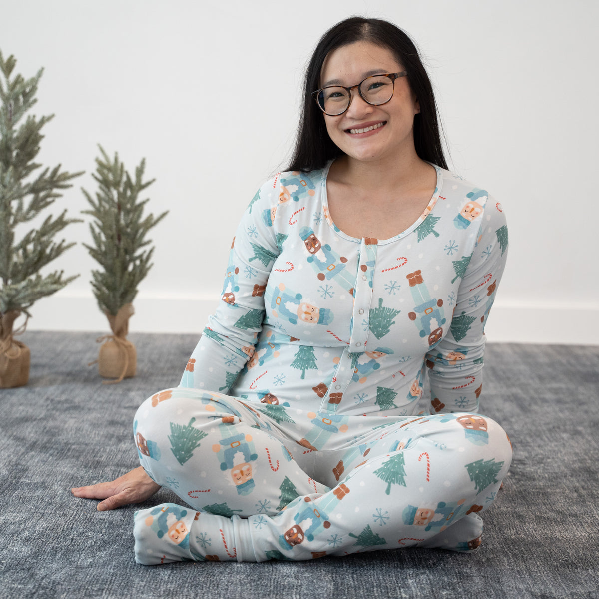 Frosted Flurry Soldiers At Your Leisure Snap Down Adult Romper Luxe Edition | Cotton Bamboo Blend