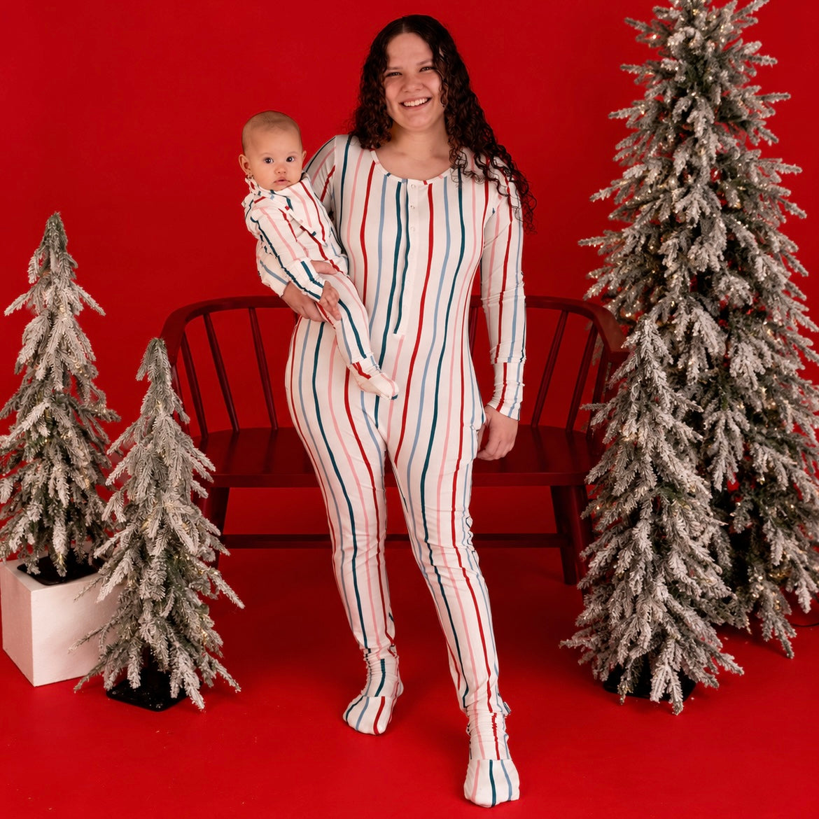 Making Spirits Stripe At Your Leisure Snap Down Adult Romper Luxe Edition | Cotton Bamboo Blend