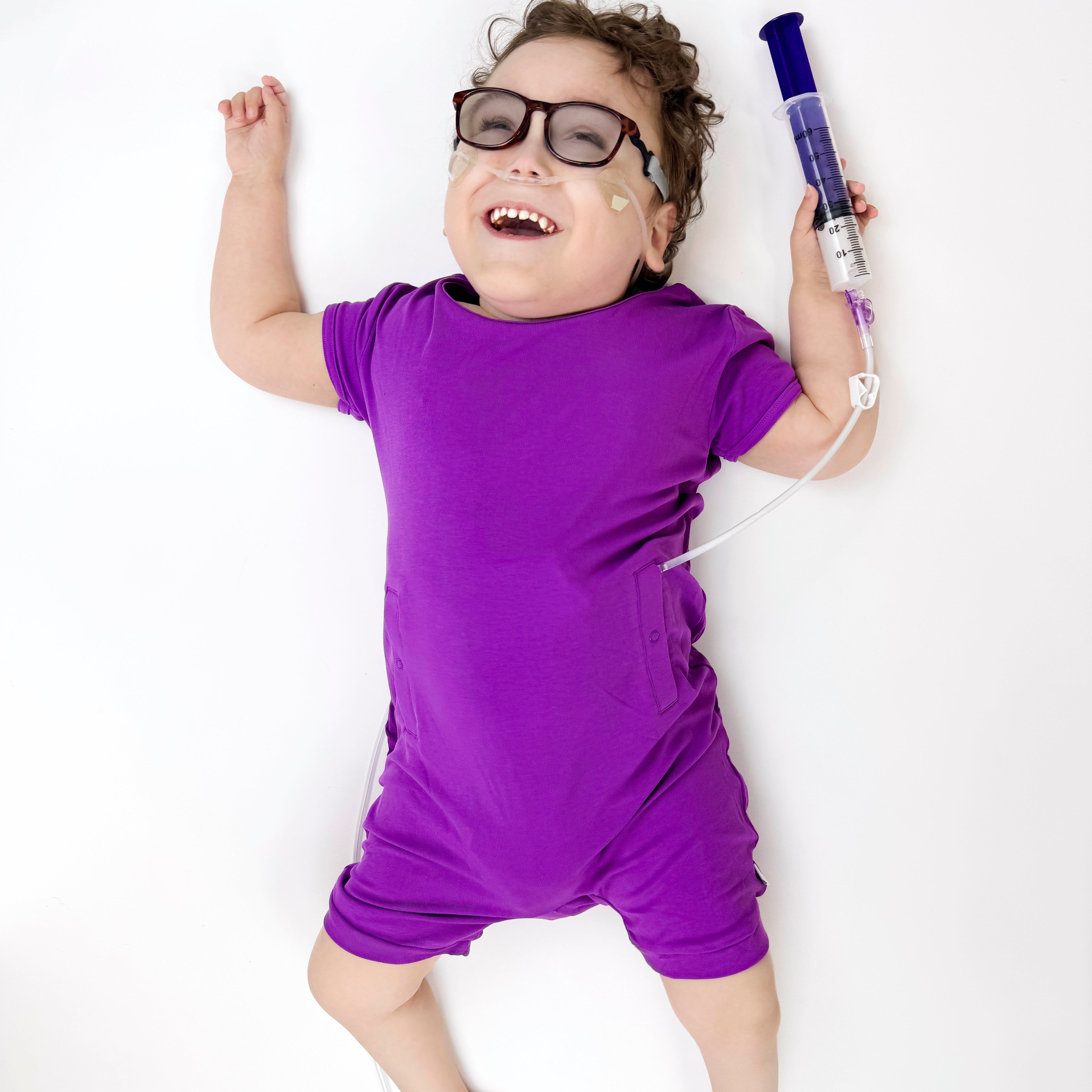 Grape Juice Adaptive Tube Access Shorty Romper