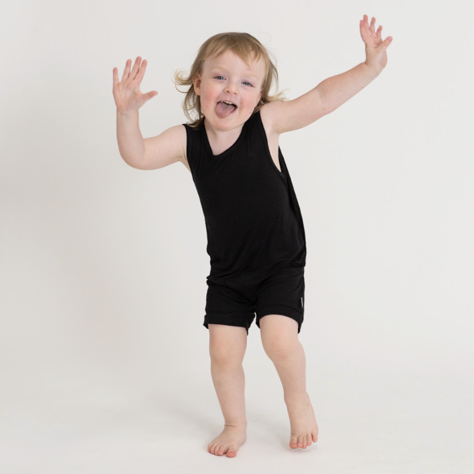 Black Sleeveless Shorty Romper
