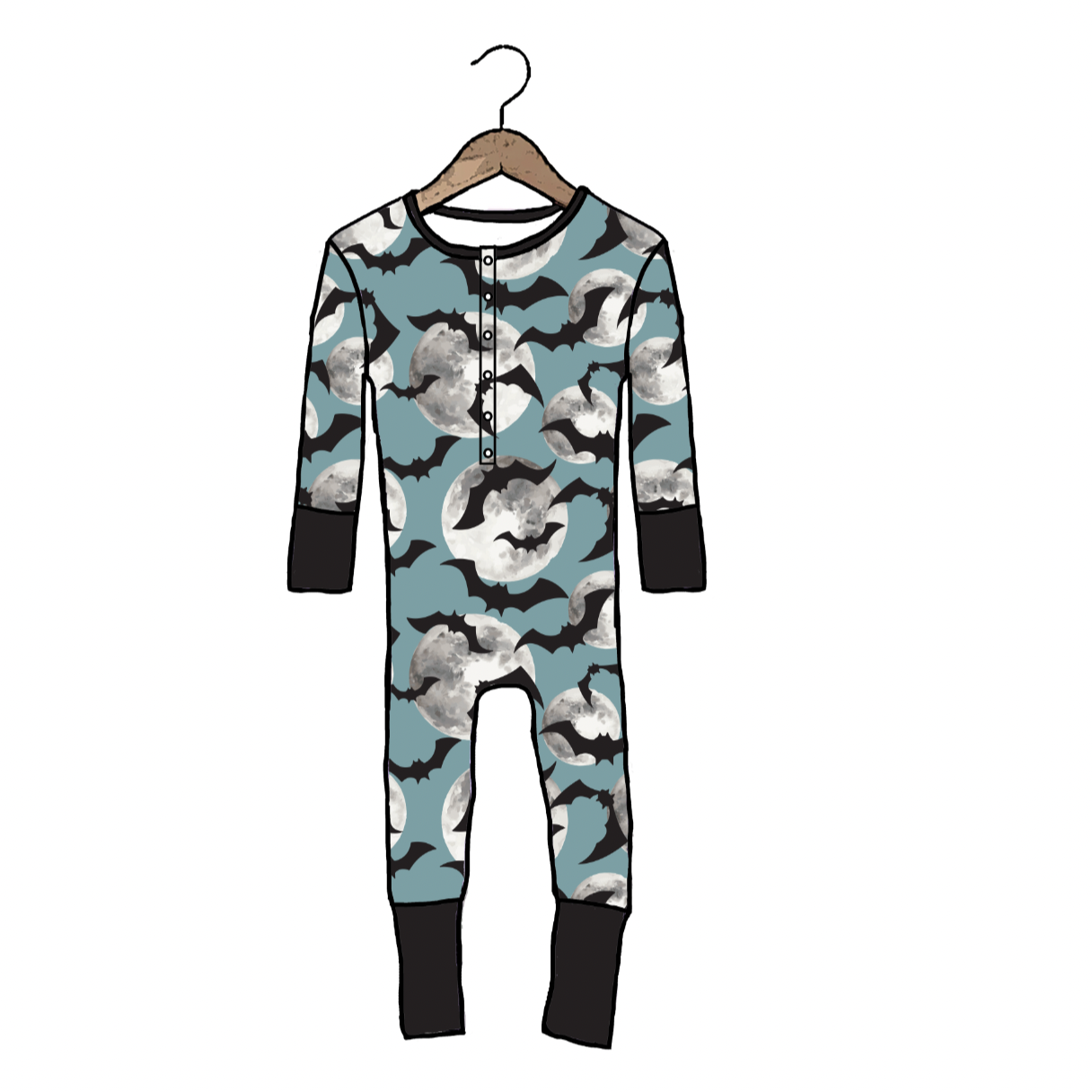 Go Bat to Sleep At Your Leisure Snap Down Adult Romper- 3X-5X