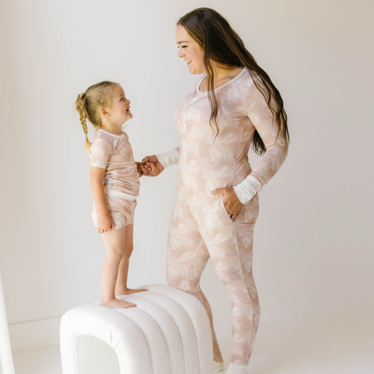 Pink Palms Two Piece Kid's Short Jammie Set (6-12/14)