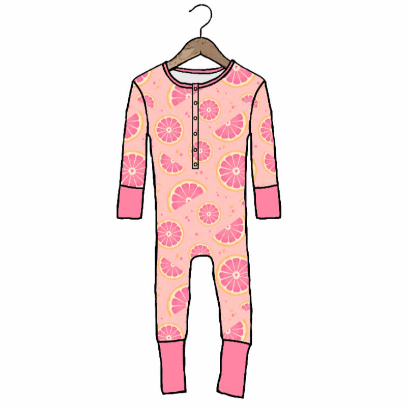 Grapefruit For You At Your Leisure Snap Down Adult Romper