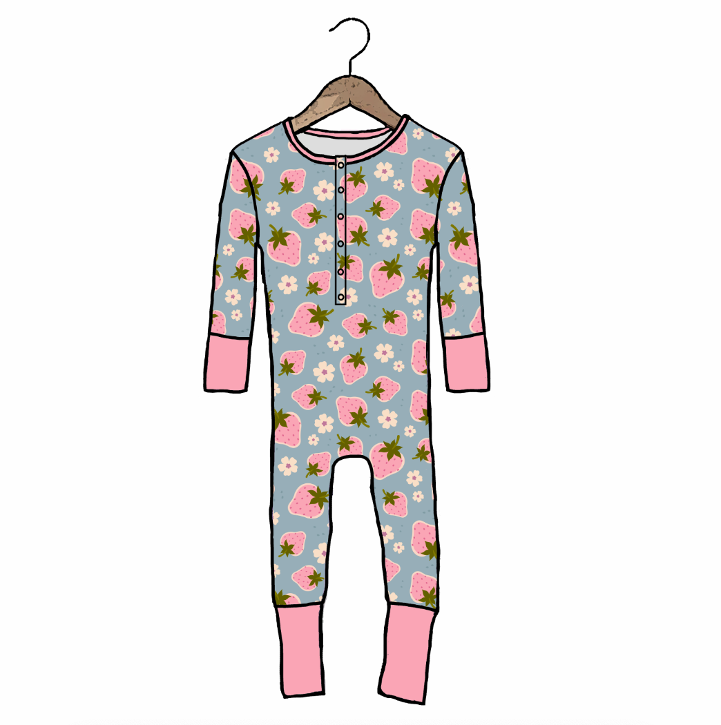 Strawberry Fields At Your Leisure Snap Down Adult Romper