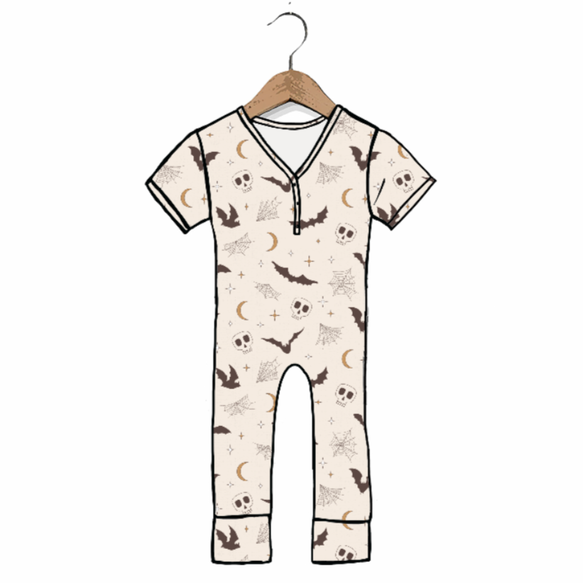 Bats & Boneheads At Your Leisure Adult Short Long Romper