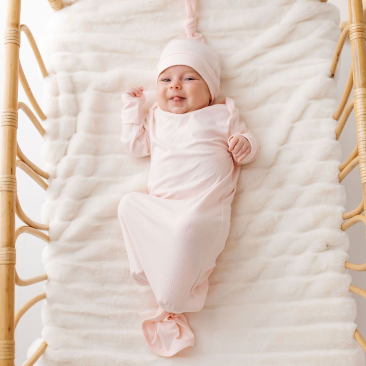 Carnation Ribbed Knotted Gown & Beanie