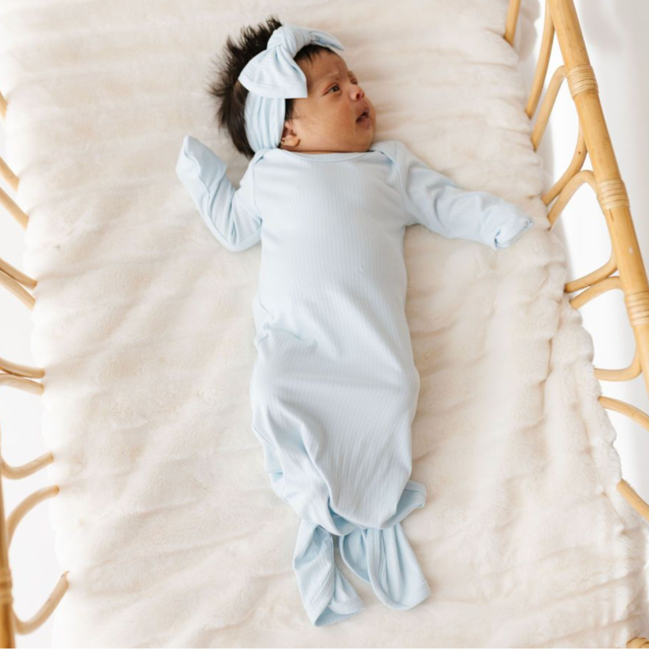 Dreamy Ribbed Knotted Gown & Beanie