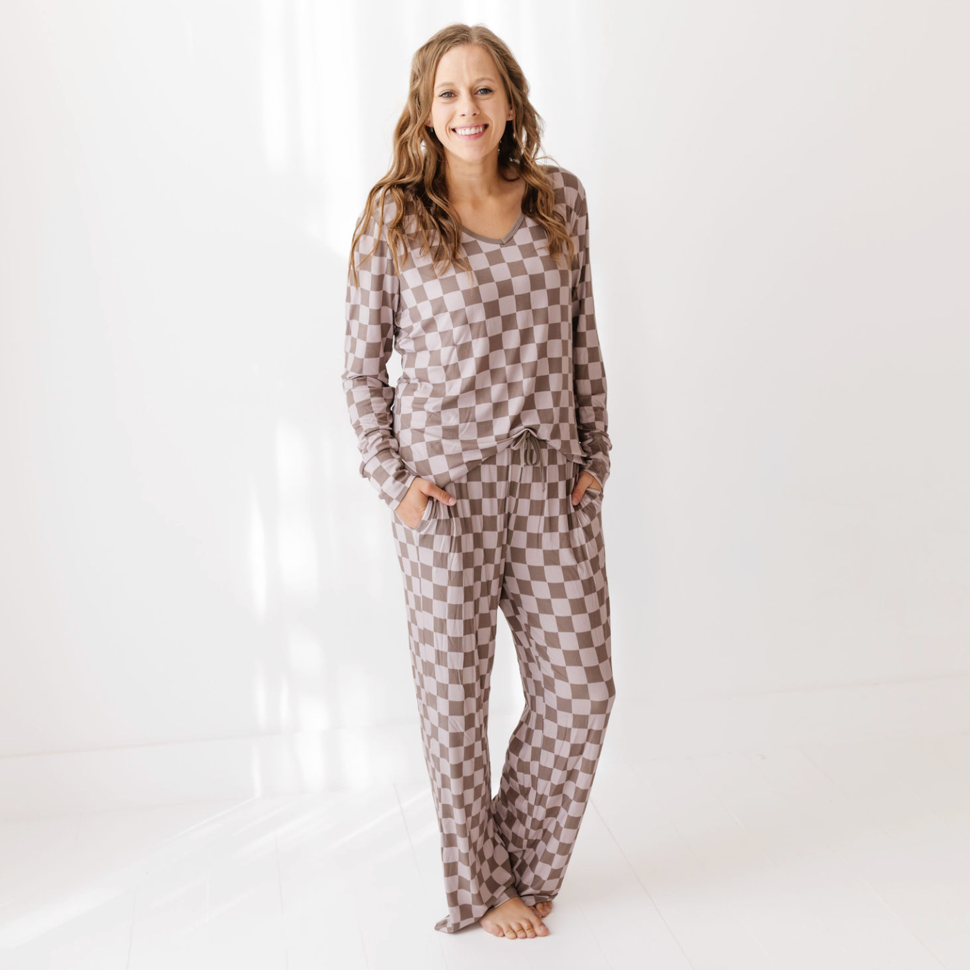 Cocoa Check Loungin' Around Two Piece Set