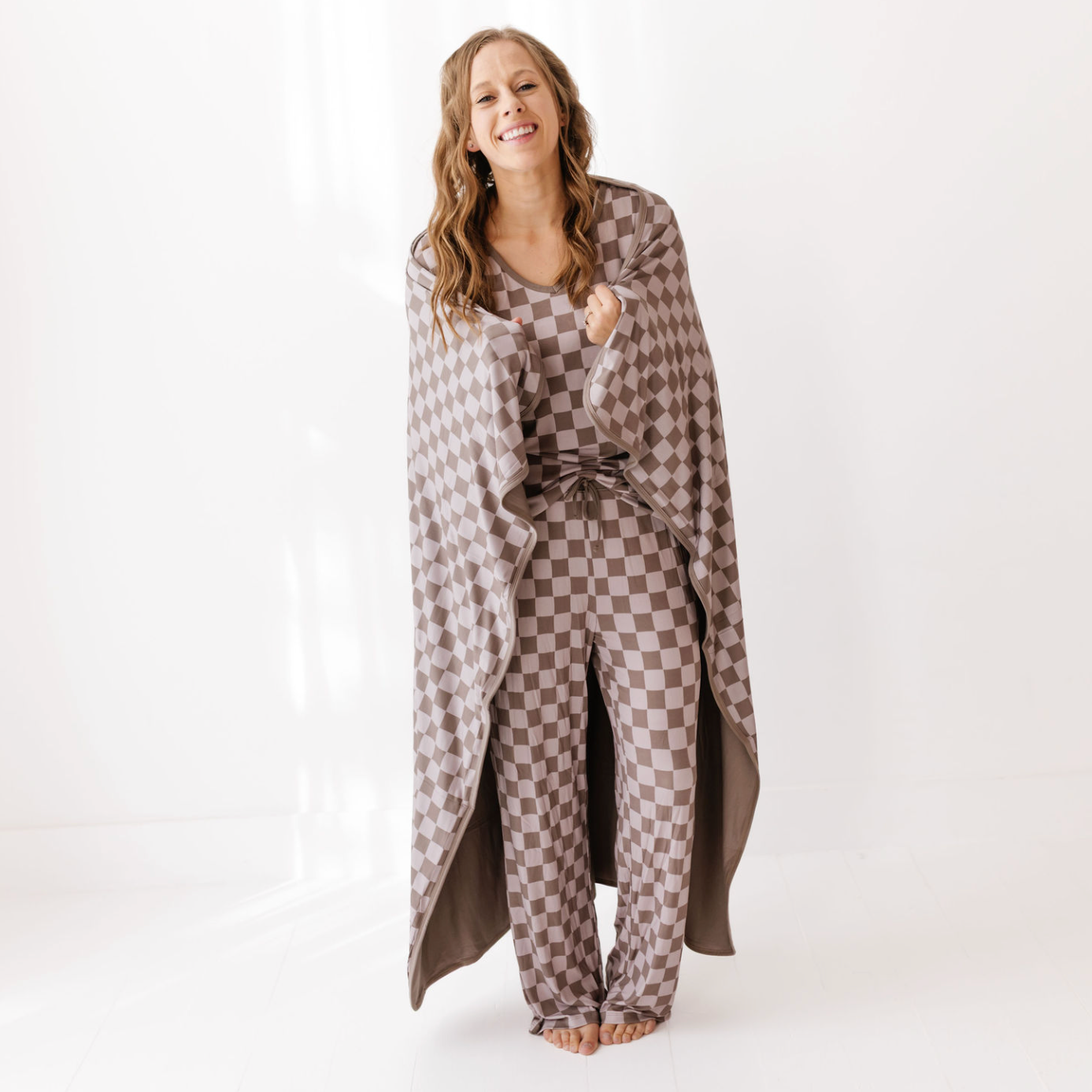 Cocoa Check Nuzzle Blanket