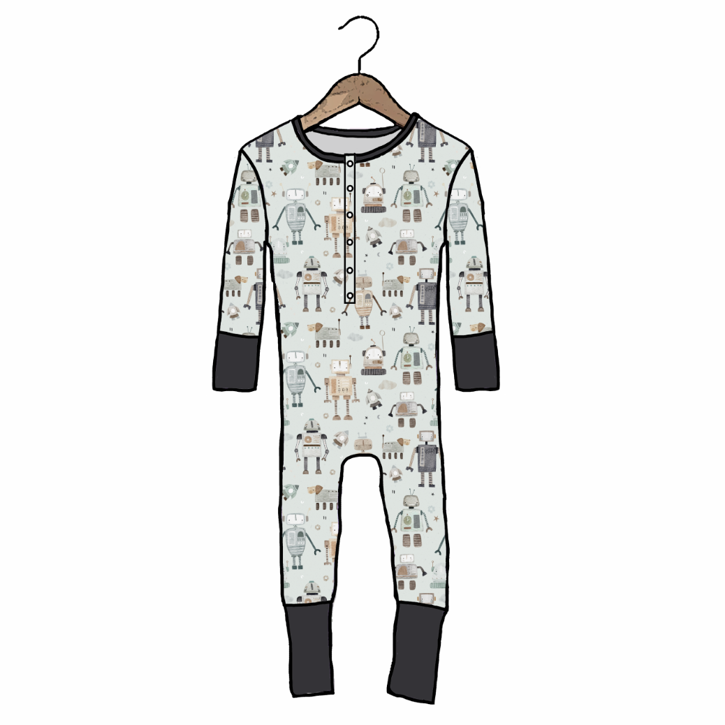 Bot Buddies At Your Leisure Snap Down Adult Romper
