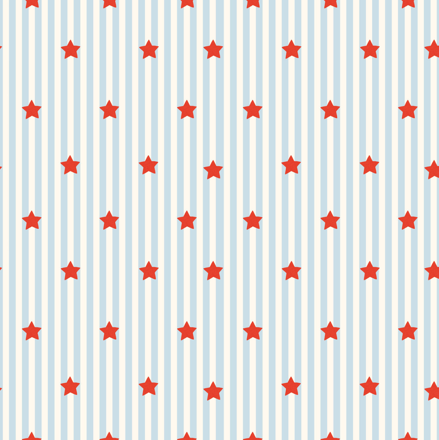 Pattern of red stars on a blue and white striped background