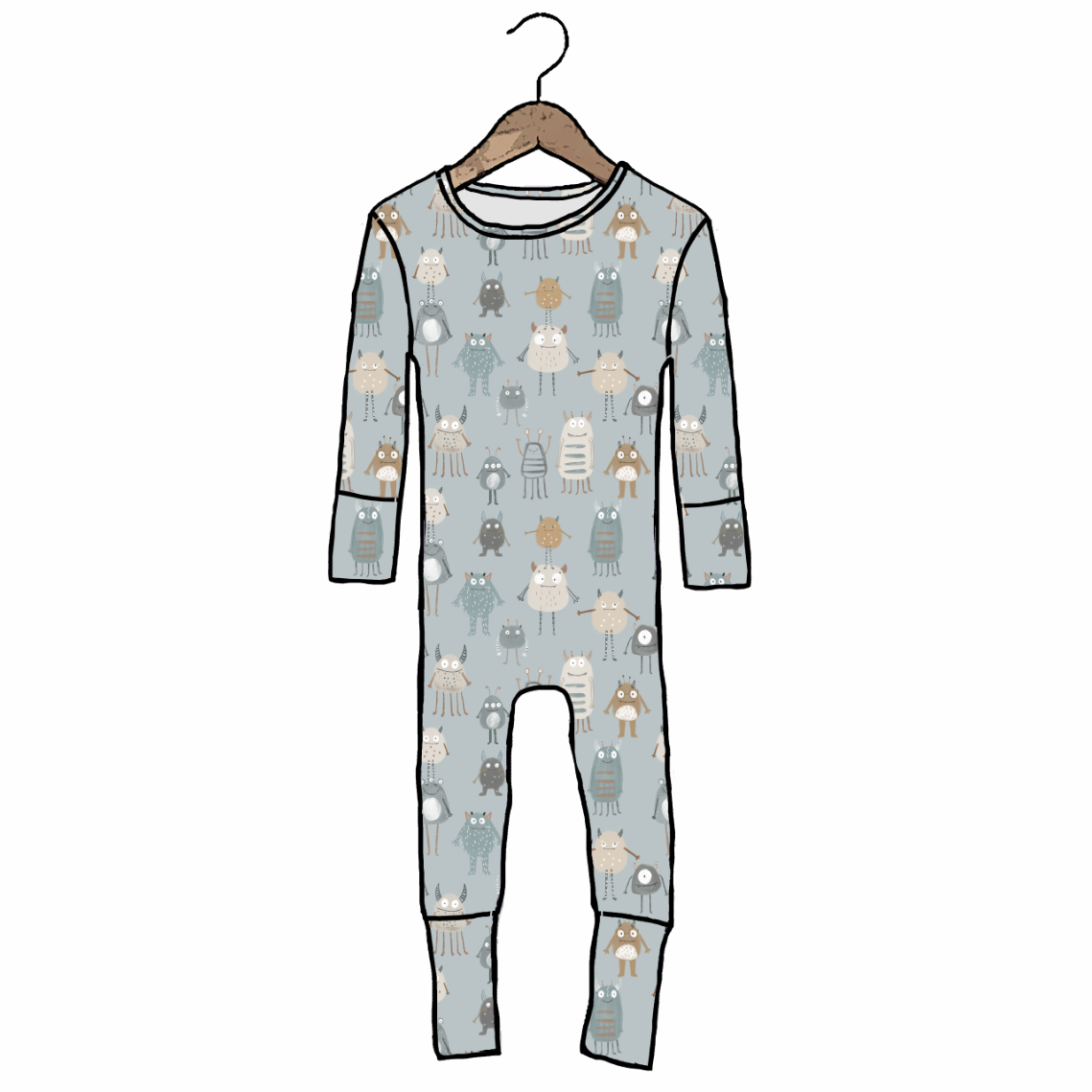 Blue Little Monsters Day to Night Romper Luxe Edition | Cotton Bamboo Blend