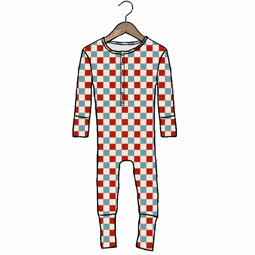 Liberty Check At Your Leisure Snap Down Adult Romper Luxe Edition | Cotton Bamboo Blend
