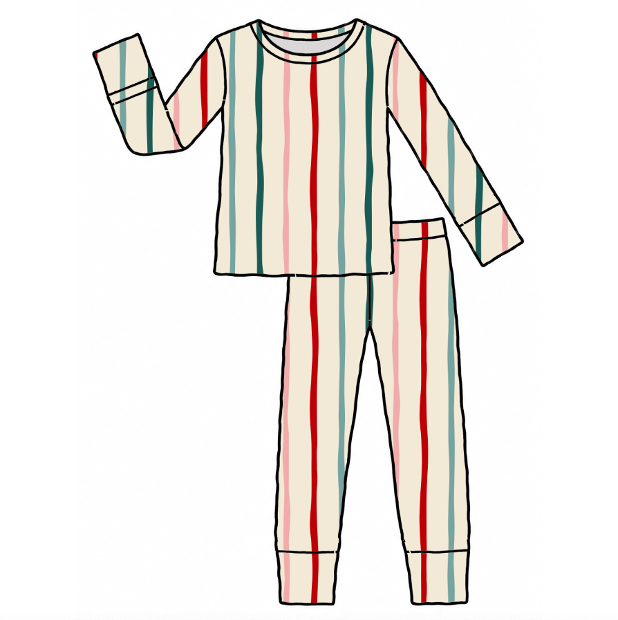 Making Spirits Stripe All Wrapped Up Kid's Two Piece Jammie Set