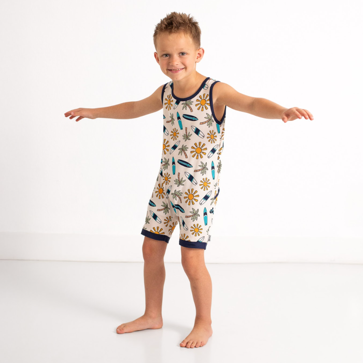 Surfs Up Kid's Sleeveless Shorty Romper