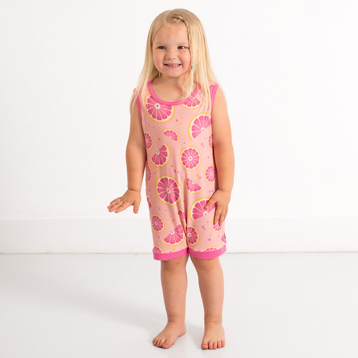 Grapefruit For You Sleeveless Shorty Romper