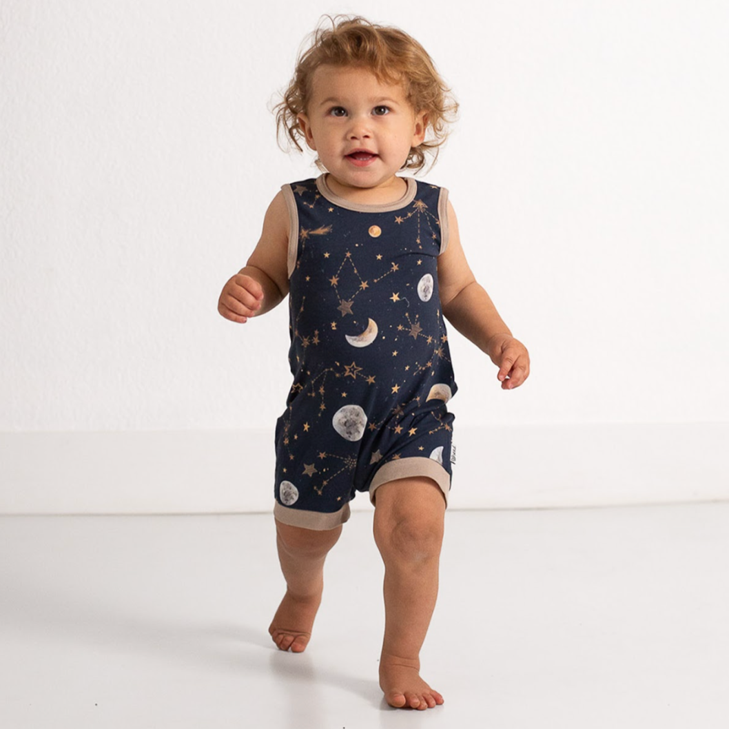Starry Night Sleeveless Shorty Romper